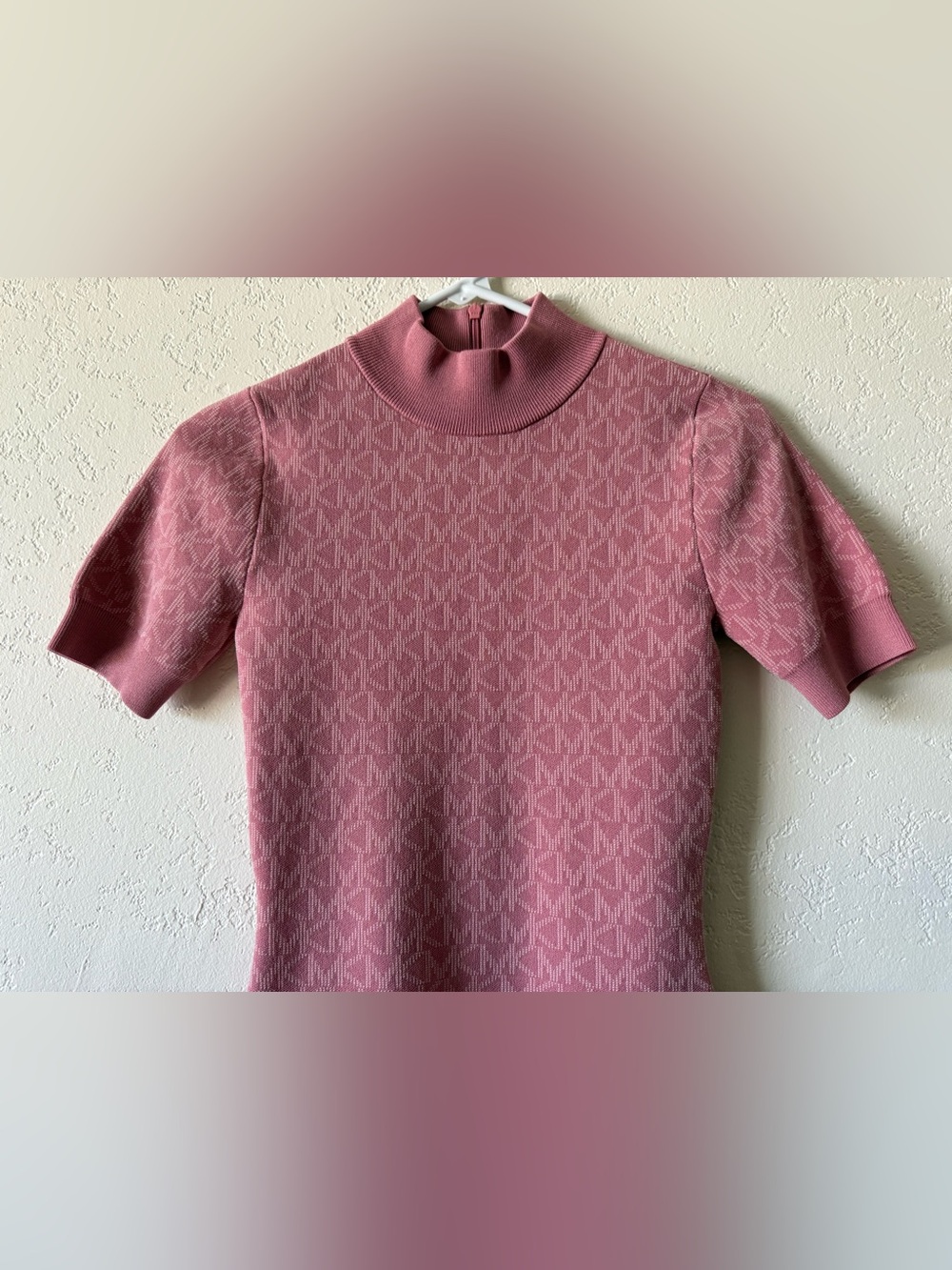 Michael Kors Rose Pink Knit Mock-Neck Mini Dress NWOT - Picture 3 of 7